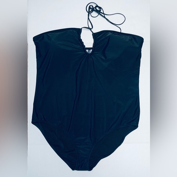 J.CREW ONE PIECE BLACK SWIMSUIT HALTER NECK WOMEN TUMMY CONTROL PLUS SIZE 3X - Picture 4 of 9